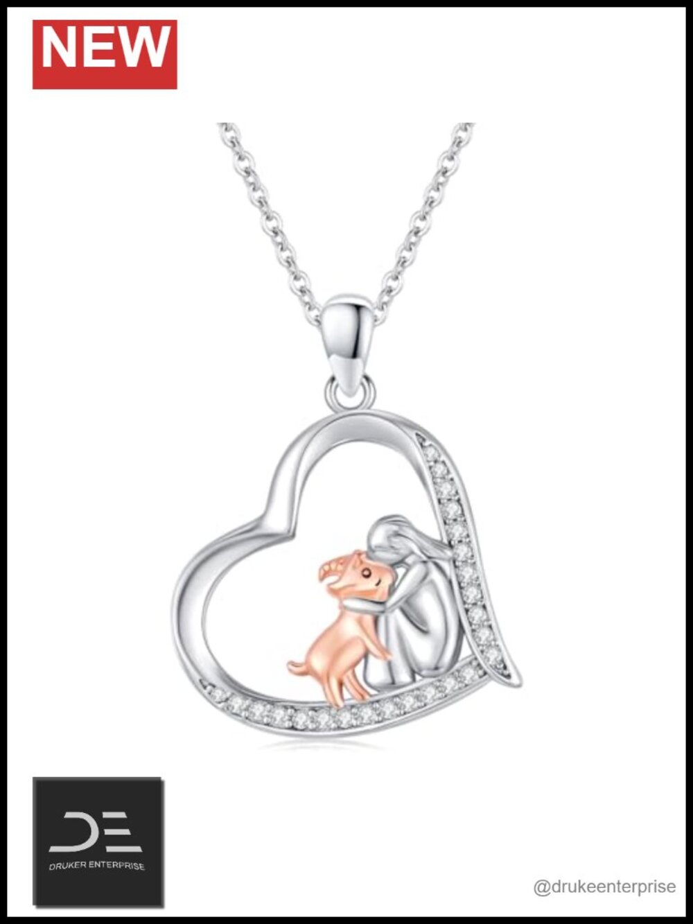 Heart Animal Necklace 925 Sterling Silver Pendant Jewelry for Women Animal